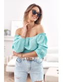 Bluza scurta cu volane in jos, menta MP29390 - Magazin online - Boutique